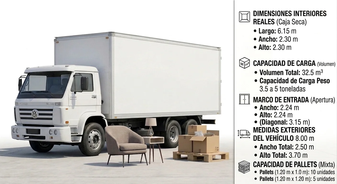 camioneta de 3.5 a 5 Toneladas caja seca cargando mercancía para servicio de fletes en Guadalajara
